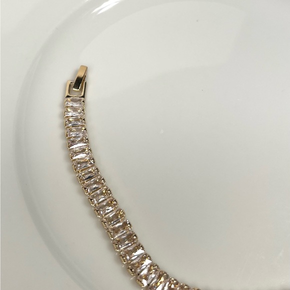 14k gold filled baguette tennis bracelet - Picture 3 of 5